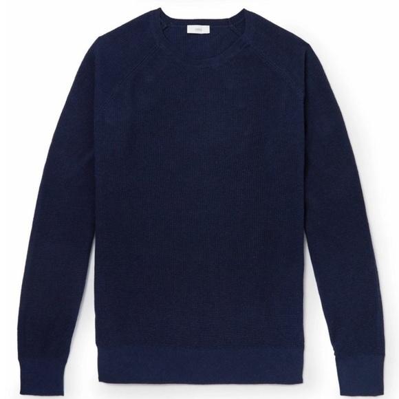 Revolve x Onia Men’s Knit Sweater Cotton/Cashmere blend Elbow patches Blue S - Picture 2 of 15